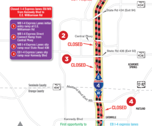 I-4 Express from State Road 434 to Kennedy Boulevard Closing Overnight on July 14