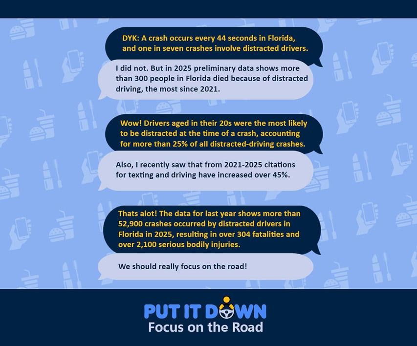 Put it down: Focus on the road banner